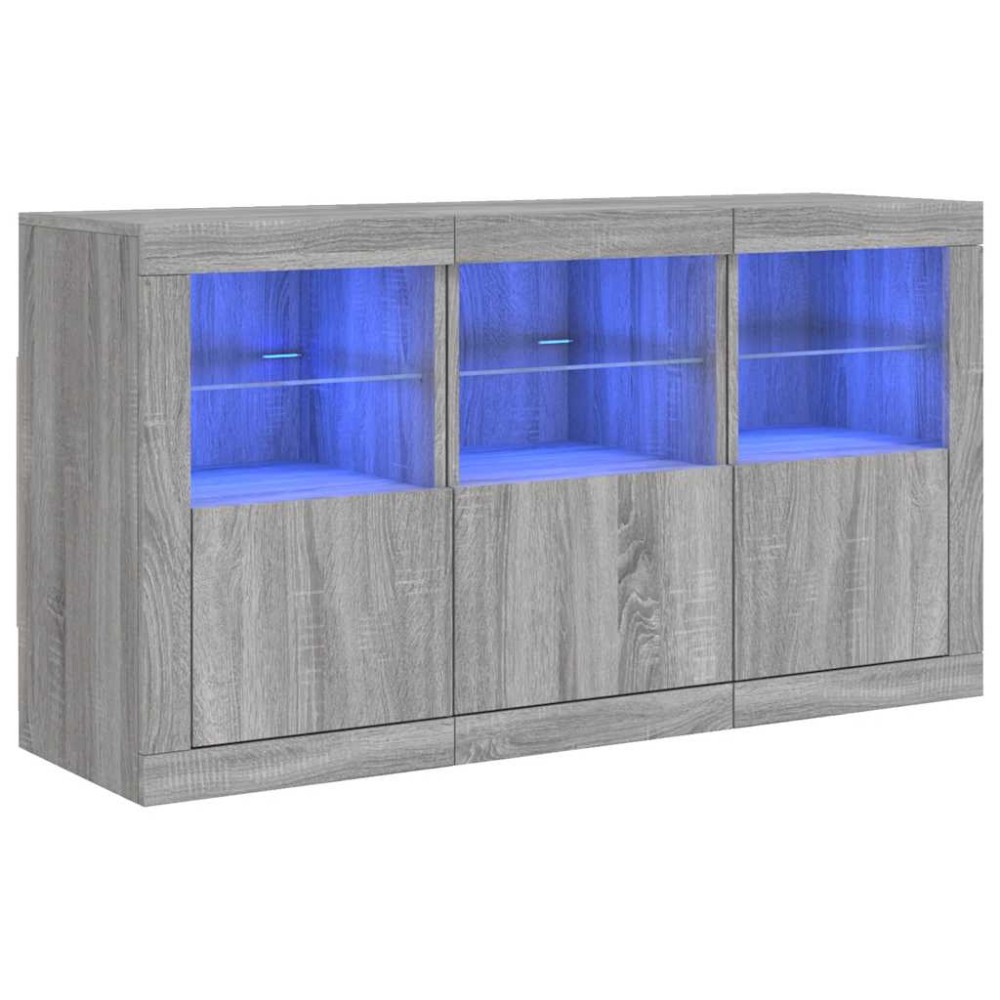 vidaXL Μπουφές με LED Γκρι Sonoma 123 x 37 x 67 εκ.