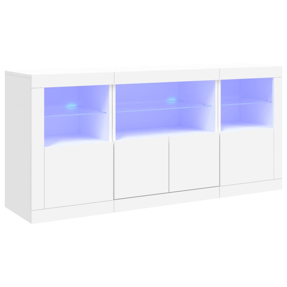 vidaXL Μπουφές με Φώτα LED Λευκός 142,5 x 37 x 67 εκ.