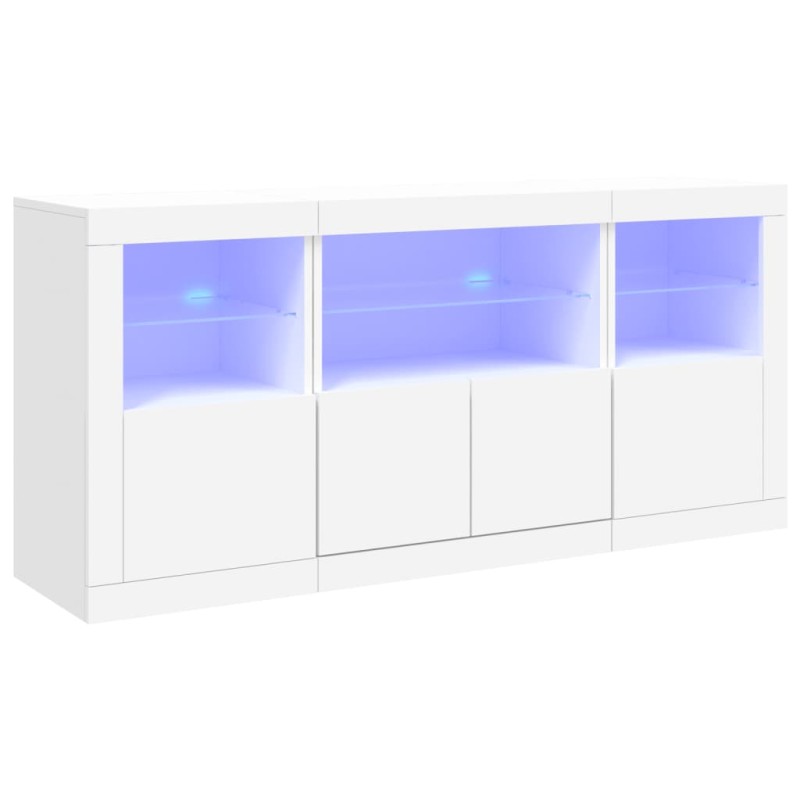 vidaXL Μπουφές με Φώτα LED Λευκός 142,5 x 37 x 67 εκ.