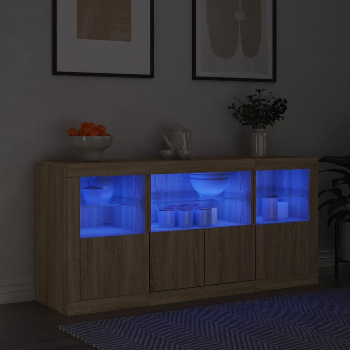 vidaXL Ντουλάπι με LED Sonoma Δρυς 142,5x37x67 εκ.