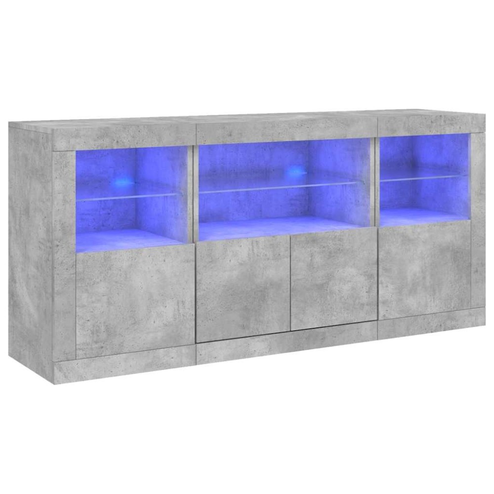 vidaXL Ντουλάπι με LED Γκρι Σκυροδέματος 142,5x37x67 εκ.