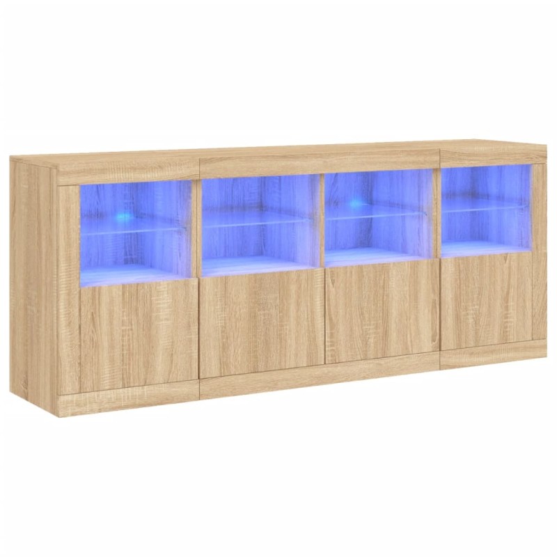 vidaXL Μπουφές με LED Sonoma Δρυς 163 x 37 x 67 εκ.