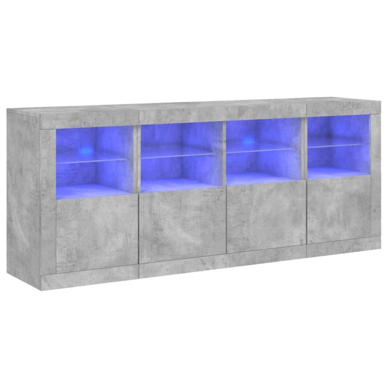 vidaXL Μπουφές με LED Γκρι Σκυροδέματος 163 x 37 x 67 εκ.