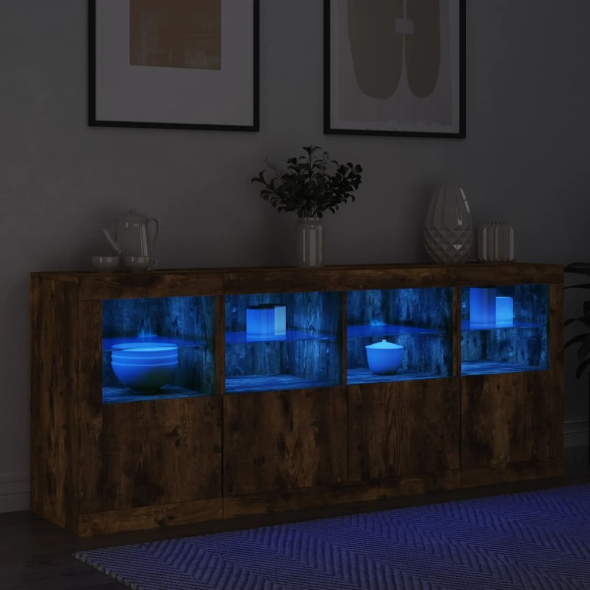 vidaXL Μπουφές με LED Καπνιστή Δρυς 163 x 37 x 67 εκ.