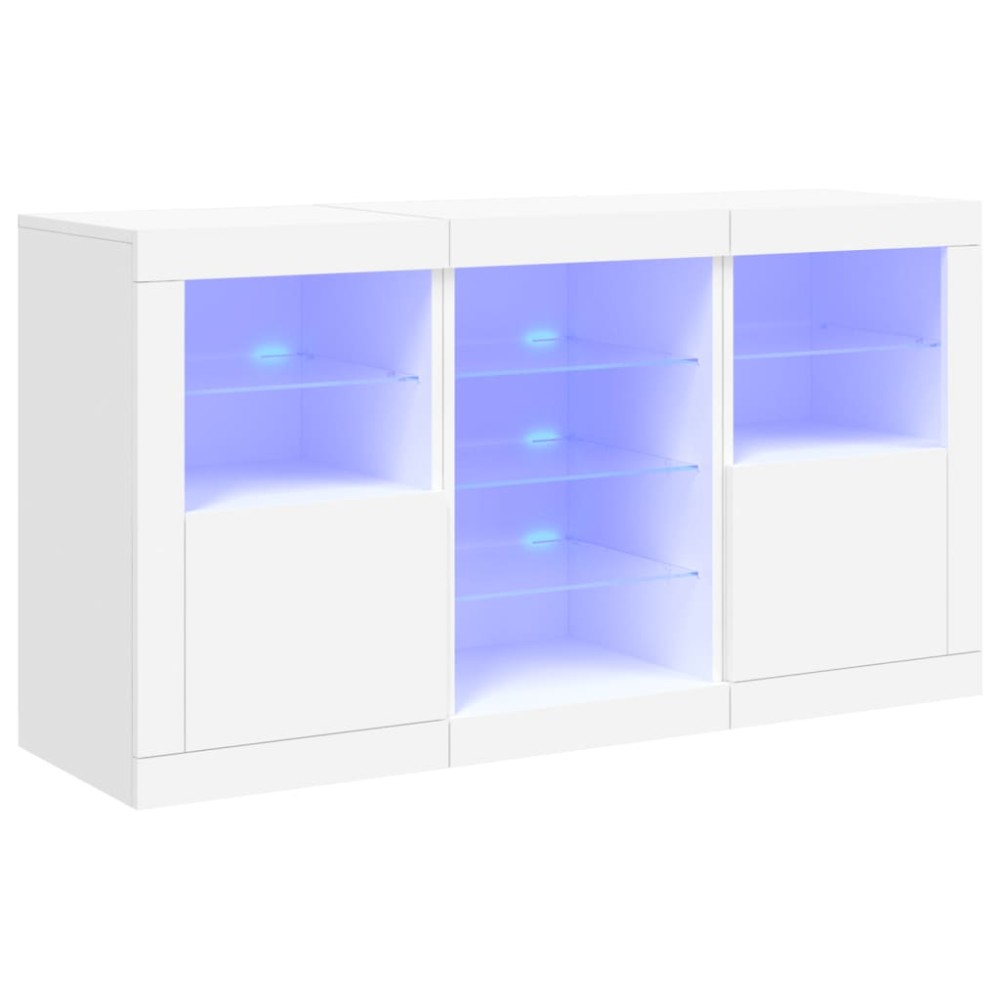 vidaXL Μπουφές με Φώτα LED Λευκός 123 x 37 x 67 εκ.
