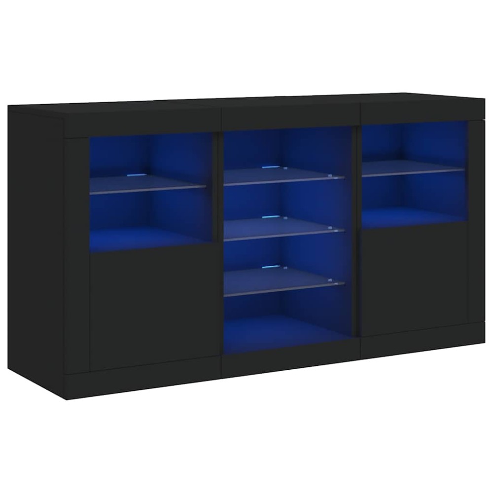 vidaXL Μπουφές με LED Μαύρος 123 x 37 x 67 εκ.