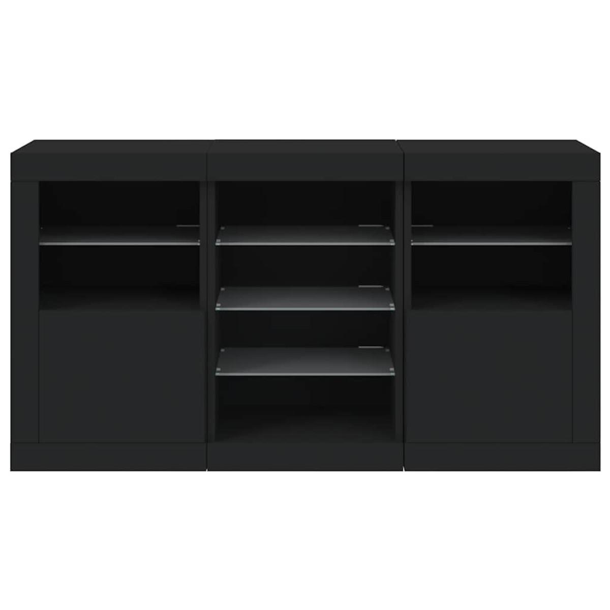 vidaXL Μπουφές με LED Μαύρος 123 x 37 x 67 εκ.