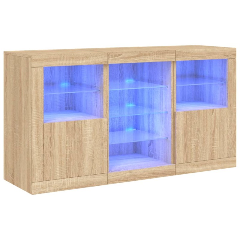 vidaXL Μπουφές με LED Sonoma Δρυς 123 x 37 x 67 εκ.