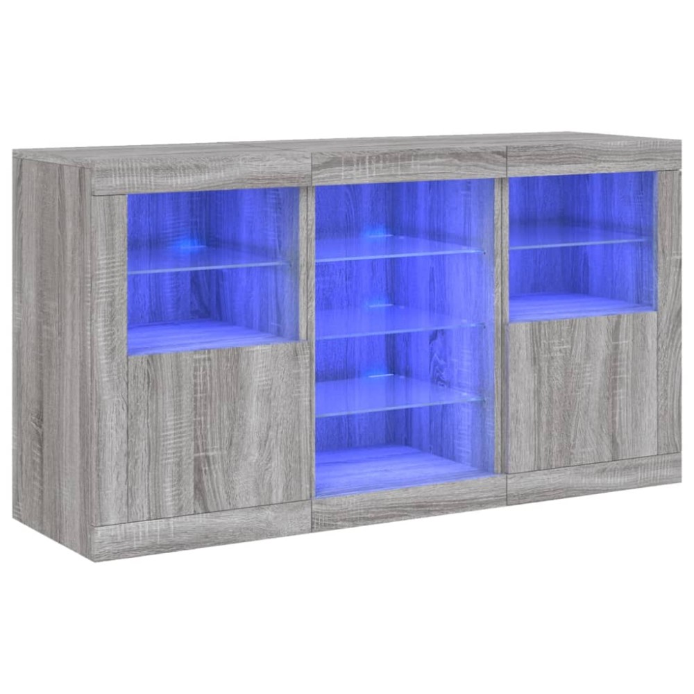 vidaXL Μπουφές με LED Γκρι Sonoma 123 x 37 x 67 εκ.