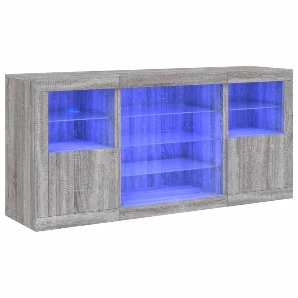 vidaXL Μπουφές με LED Γκρι Sonoma 142,5x37x67 εκ.