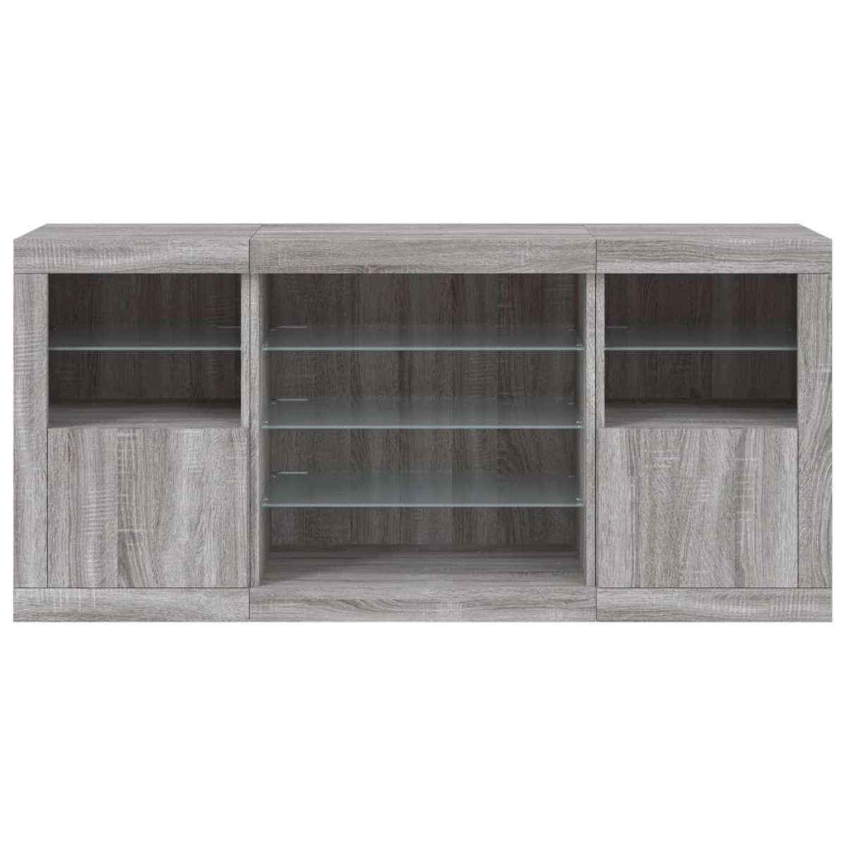 vidaXL Μπουφές με LED Γκρι Sonoma 142,5x37x67 εκ.