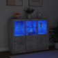 vidaXL Μπουφέδες με Φώτα LED 3 τεμ. Γκρι Σκυροδέματος Επεξεργ. Ξύλο
