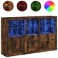 vidaXL Μπουφές με Φώτα LED Καπνιστή Δρυς 162 x 37 x 100 εκ.