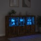 vidaXL Μπουφές με Φώτα LED Καπνιστή Δρυς 162 x 37 x 100 εκ.