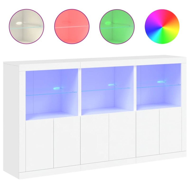vidaXL Μπουφές με Φώτα LED Λευκός 181,5 x 37 x 100 εκ.