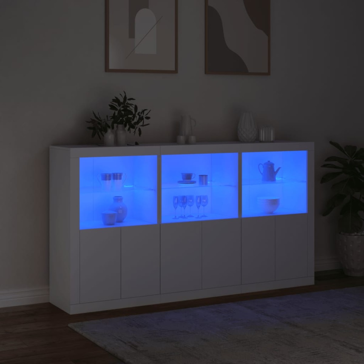 vidaXL Μπουφές με Φώτα LED Λευκός 181,5 x 37 x 100 εκ.