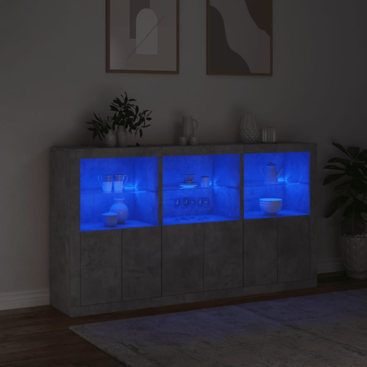 vidaXL Μπουφές με Φώτα LED Γκρι Σκυροδέματος 181,5 x 37 x 100 εκ.