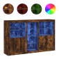 vidaXL Μπουφές με Φώτα LED Καπνιστή Δρυς 162 x 37 x 100 εκ.