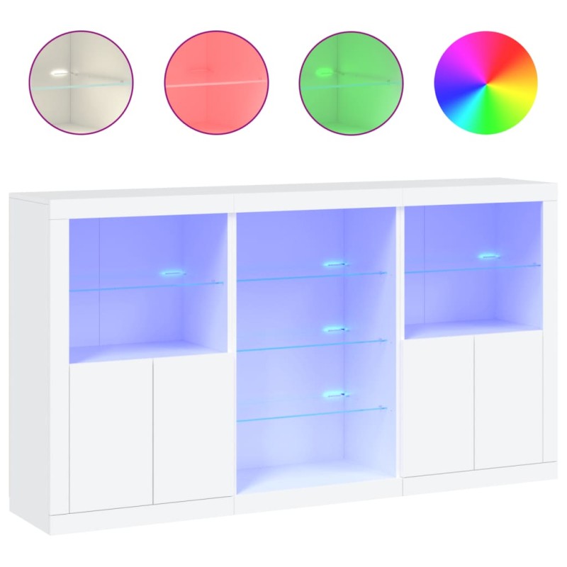 vidaXL Μπουφές με Φώτα LED Λευκός 181,5 x 37 x 100 εκ.