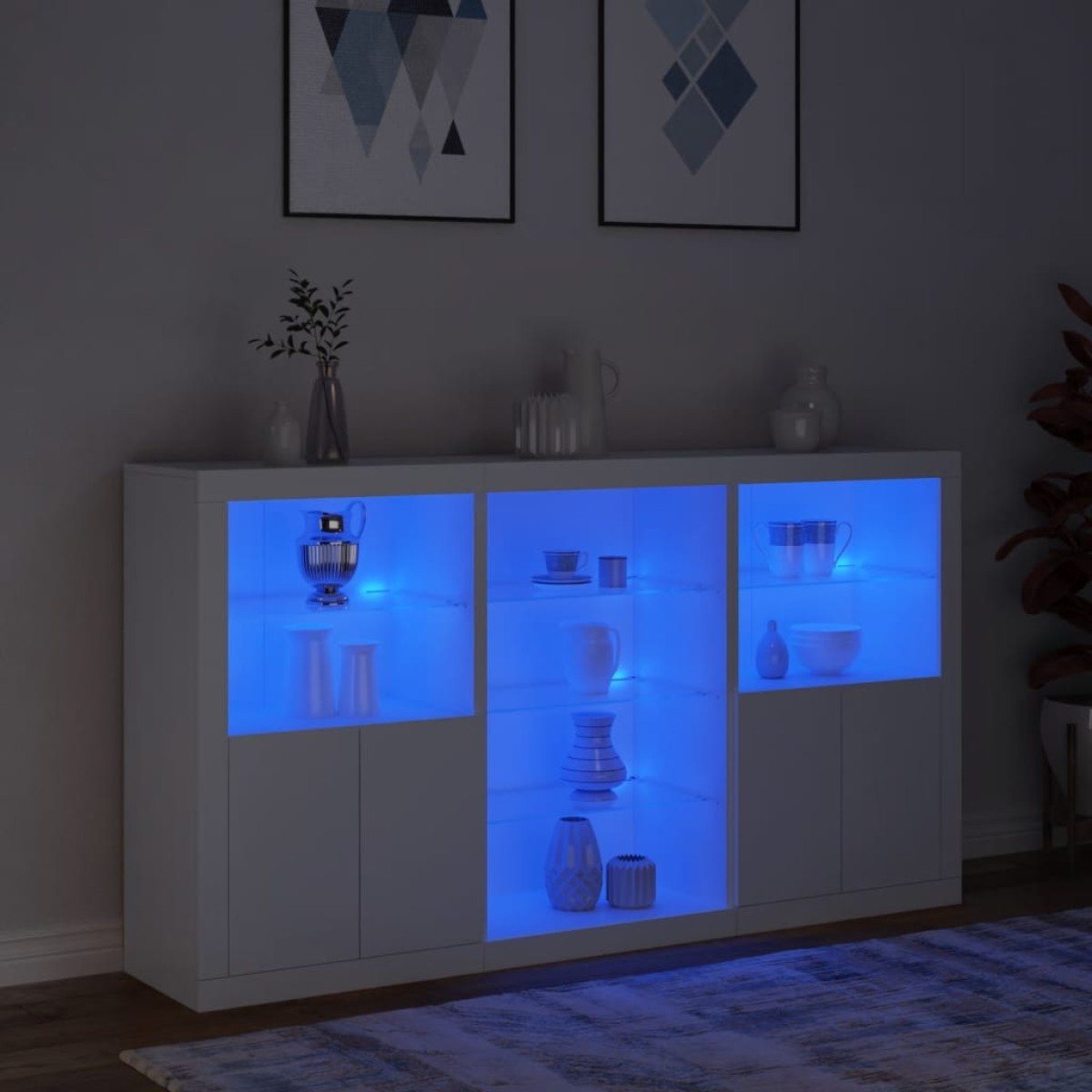 vidaXL Μπουφές με Φώτα LED Λευκός 181,5 x 37 x 100 εκ.