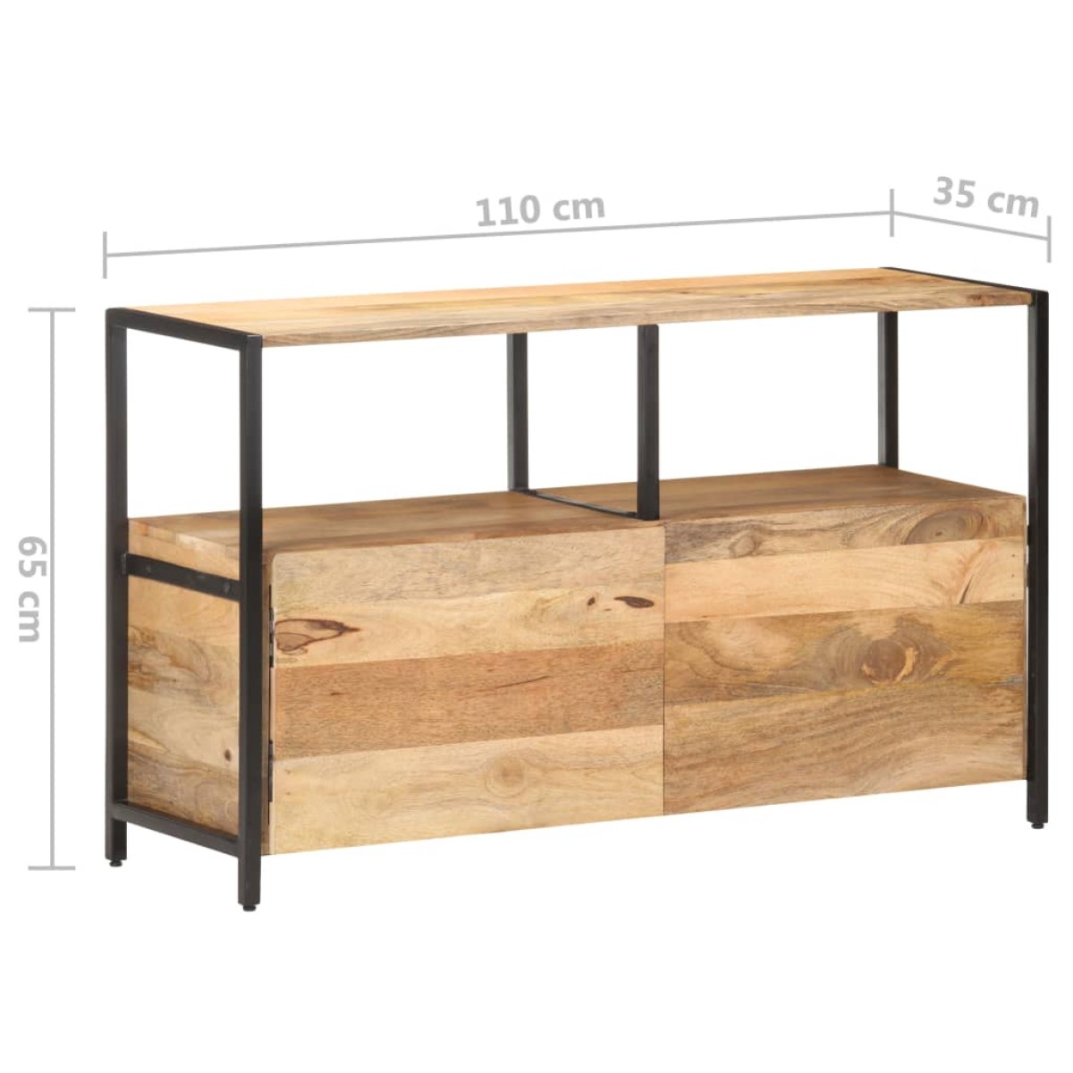 vidaXL Ντουλάπι με Ράφια 110 x 35 x 65 εκ. από Μασίφ Ξύλο Μάνγκο
