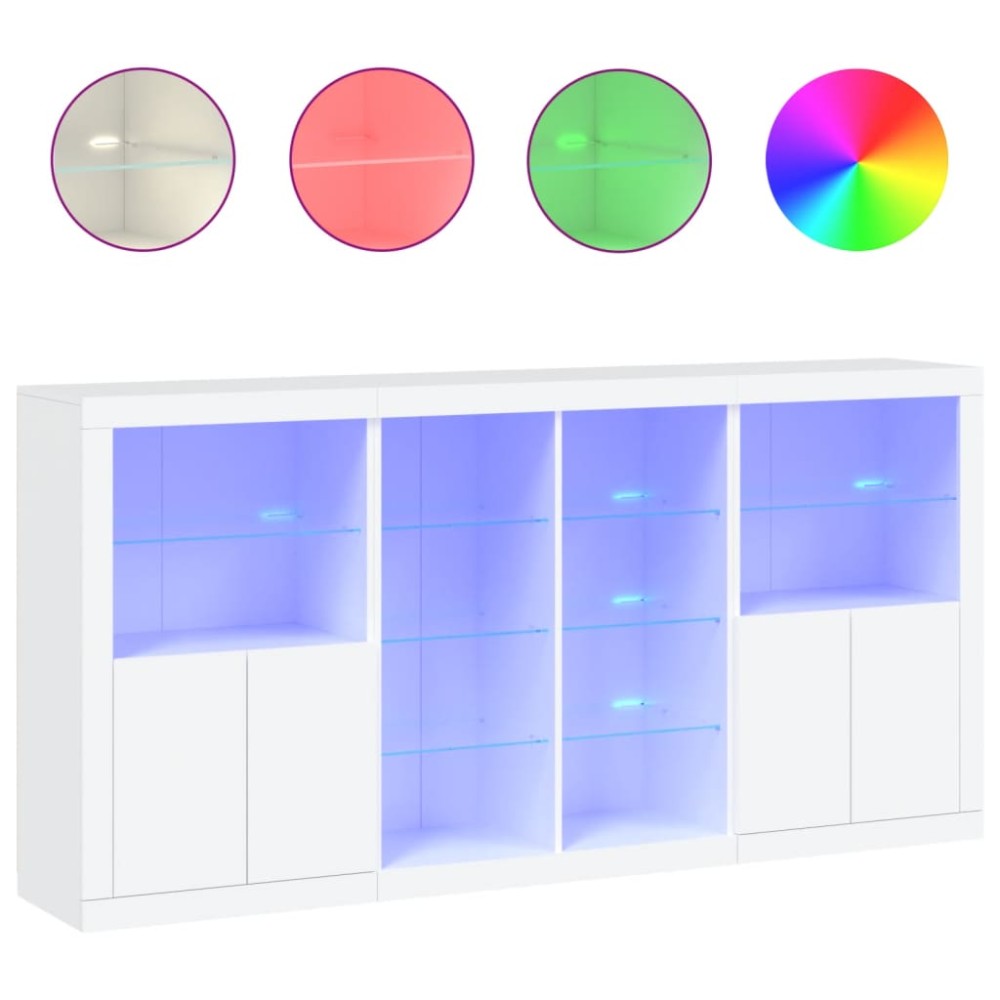 vidaXL Μπουφές με Φώτα LED Λευκός 202 x 37 x 100 εκ.