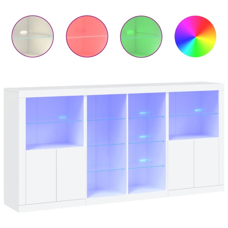 vidaXL Μπουφές με Φώτα LED Λευκός 202 x 37 x 100 εκ.