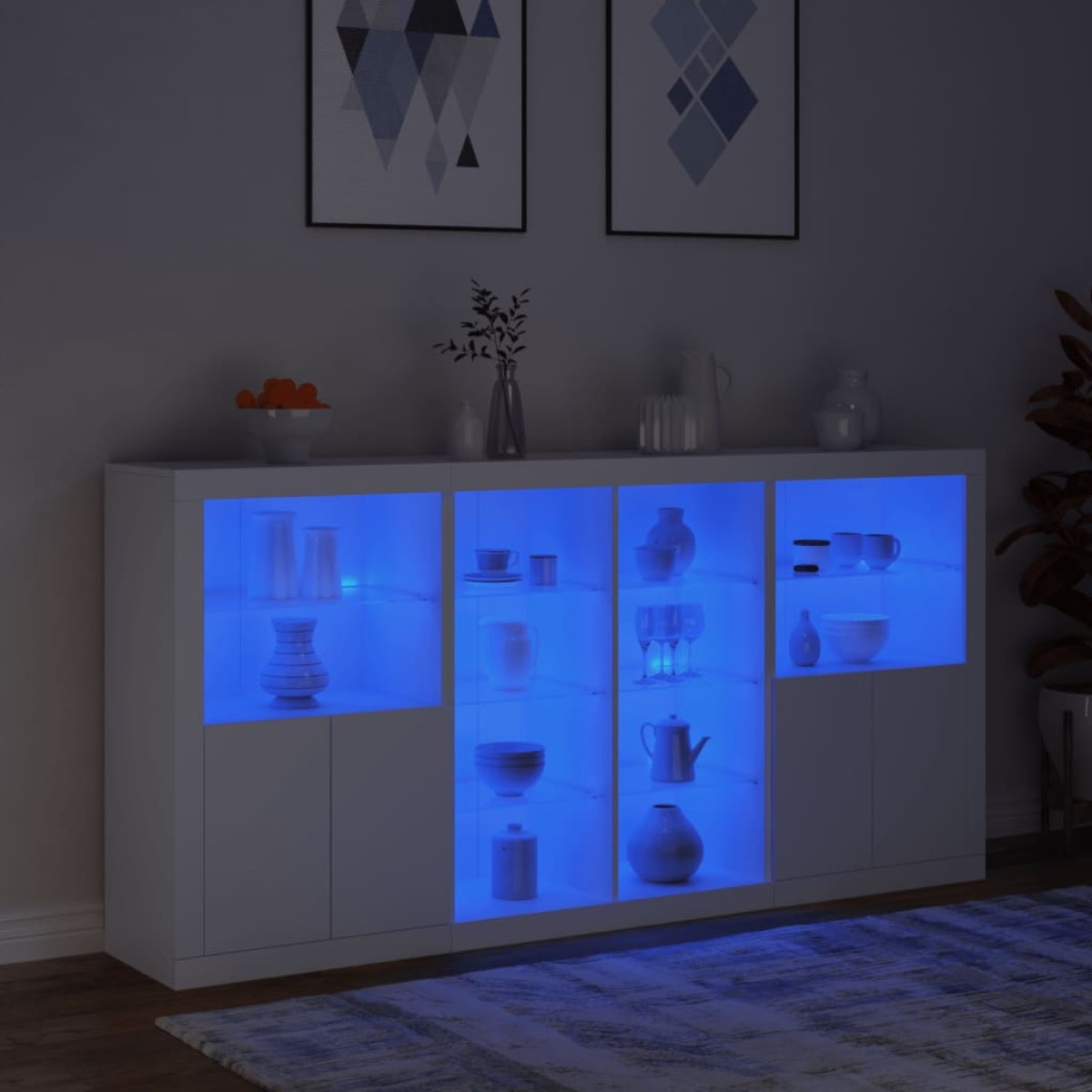 vidaXL Μπουφές με Φώτα LED Λευκός 202 x 37 x 100 εκ.