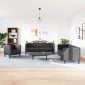 vidaXL Σετ Καναπέδων Chesterfield 3 Τεμαχίων από Μαύρο Συνθετικό Δέρμα