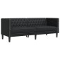 vidaXL Σετ Καναπέδων Chesterfield 3 Τεμαχίων από Μαύρο Συνθετικό Δέρμα