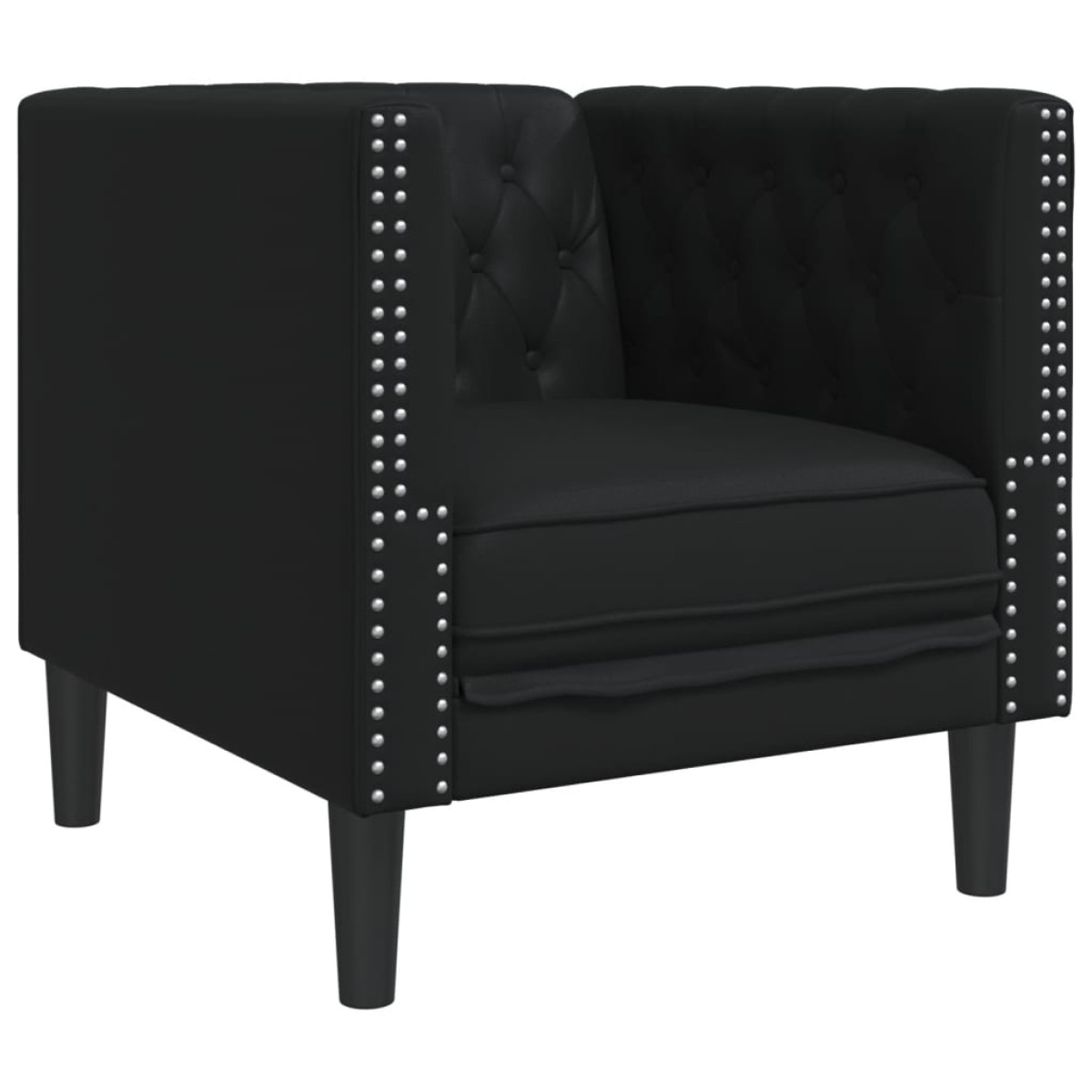 vidaXL Σετ Καναπέδων Chesterfield 3 Τεμαχίων από Μαύρο Συνθετικό Δέρμα