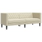 vidaXL Καναπές Chesterfield 3 τεμαχίων σετ Cream Faux Leather