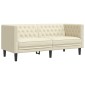 vidaXL Καναπές Chesterfield 3 τεμαχίων σετ Cream Faux Leather