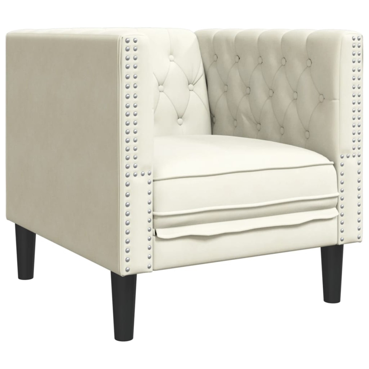 vidaXL Καναπές Chesterfield 3 τεμαχίων σετ Cream Faux Leather