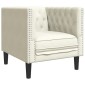 vidaXL Καναπές Chesterfield 3 τεμαχίων σετ Cream Faux Leather