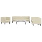 vidaXL Καναπές Chesterfield 3 τεμαχίων σετ Cream Faux Leather
