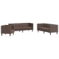 vidaXL Σετ Καναπέδων Chesterfield 3 Τεμαχίων από Καφέ Συνθετικό Δέρμα