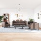vidaXL Σετ Καναπέδων Chesterfield 3 Τεμαχίων από Καφέ Συνθετικό Δέρμα