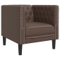 vidaXL Σετ Καναπέδων Chesterfield 3 Τεμαχίων από Καφέ Συνθετικό Δέρμα