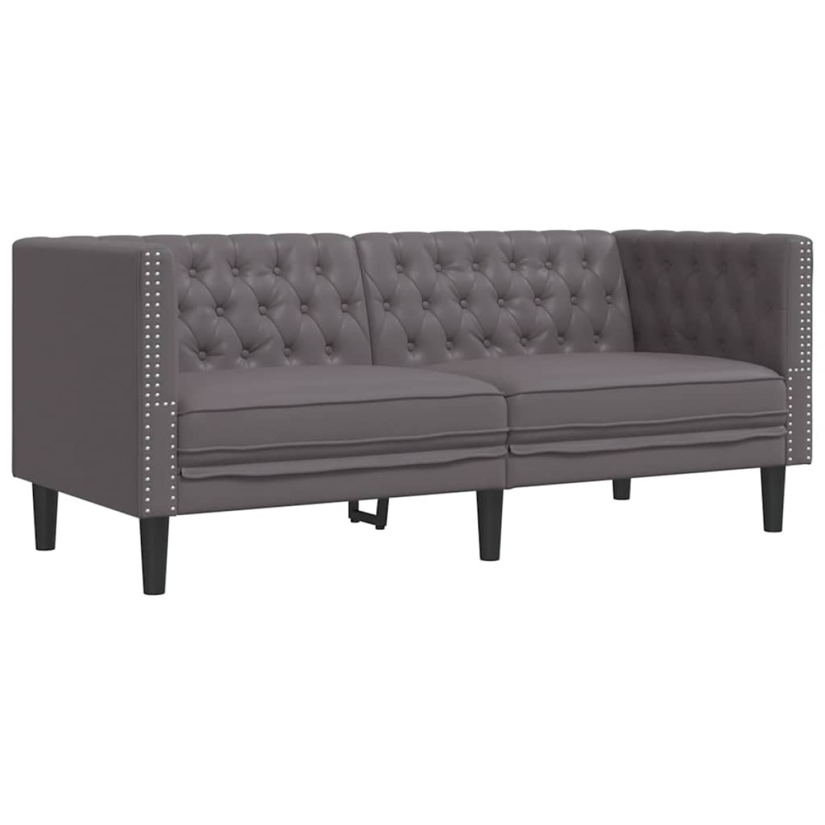 vidaXL Σετ Καναπέδων Chesterfield 3 Τεμαχίων από Γκρι Συνθετικό Δέρμα