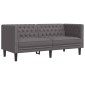 vidaXL Σετ Καναπέδων Chesterfield 3 Τεμαχίων από Γκρι Συνθετικό Δέρμα