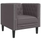 vidaXL Σετ Καναπέδων Chesterfield 3 Τεμαχίων από Γκρι Συνθετικό Δέρμα