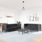 vidaXL Σετ Καναπέδων Chesterfield 2 Τεμαχίων από Μαύρο Συνθετικό Δέρμα