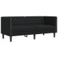vidaXL Σετ Καναπέδων Chesterfield 2 Τεμαχίων από Μαύρο Συνθετικό Δέρμα