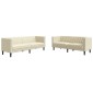 vidaXL Καναπές Chesterfield 2 τεμαχίων σετ Cream Faux Leather