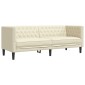 vidaXL Καναπές Chesterfield 2 τεμαχίων σετ Cream Faux Leather