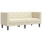 vidaXL Καναπές Chesterfield 2 τεμαχίων σετ Cream Faux Leather
