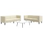 vidaXL Καναπές Chesterfield 2 τεμαχίων σετ Cream Faux Leather