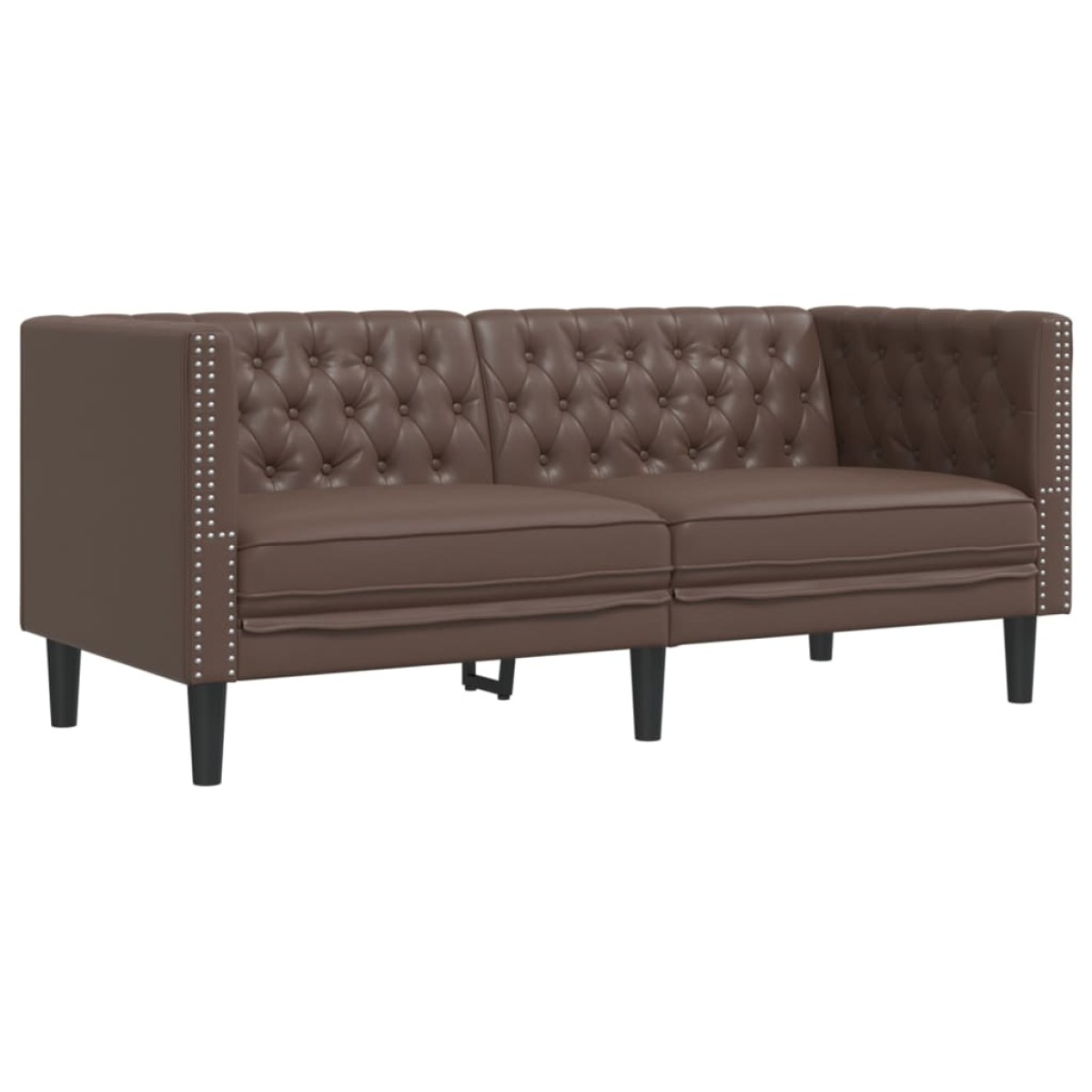 vidaXL Σετ Καναπέδων Chesterfield 2 Τεμαχίων από Καφέ Συνθετικό Δέρμα