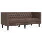 vidaXL Σετ Καναπέδων Chesterfield 2 Τεμαχίων από Καφέ Συνθετικό Δέρμα